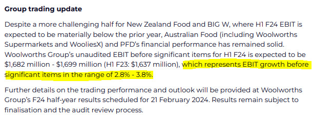 Trading Update: Woolworths (ASX:WOW)