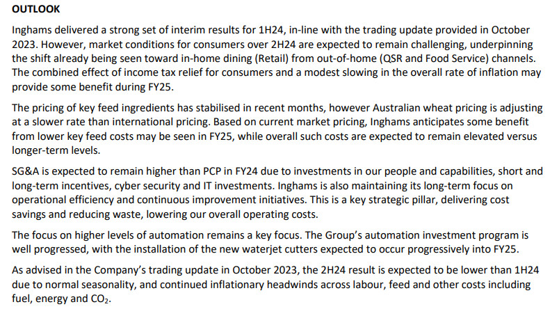 Inghams Group (ASX:ING) outlook