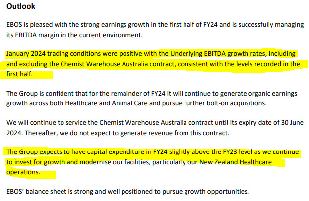 ASX Update 21/02/24 - EBO outlook for FY24