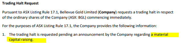 Announcements July 25 - ASX:BGL trading halt